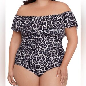 Swim Solutions | Slimming Plus Size Cheetah Print Swimsuit | One-piece | 22W